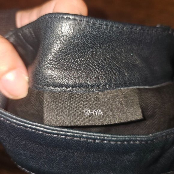 *GENETIC SHYA ZIP LEATHER CIGARETTE PANT COLOR NAVY/BLACK SZ 28 NEW WITH DEFECT - Picture 12 of 16